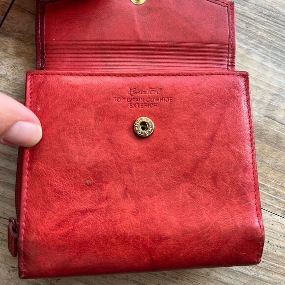 Buxton Wallet Fold Red Leather Genuine Vintage 90s Y2K - Picture 2 of 8